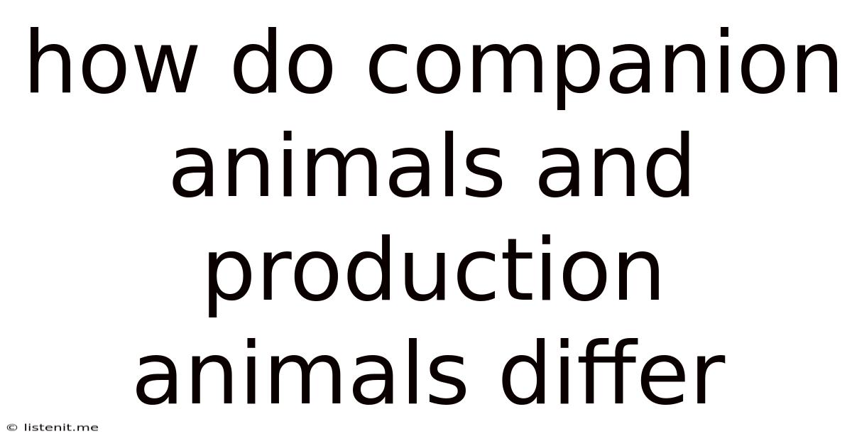 How Do Companion Animals And Production Animals Differ