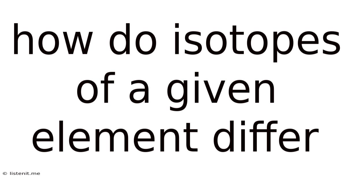 How Do Isotopes Of A Given Element Differ