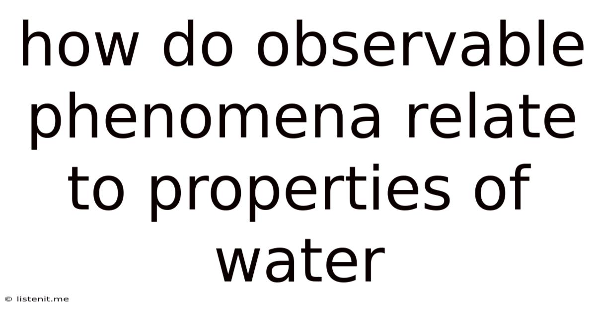 How Do Observable Phenomena Relate To Properties Of Water