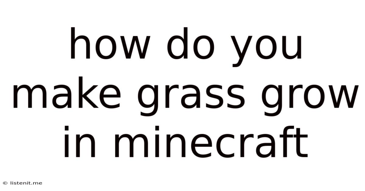 How Do You Make Grass Grow In Minecraft