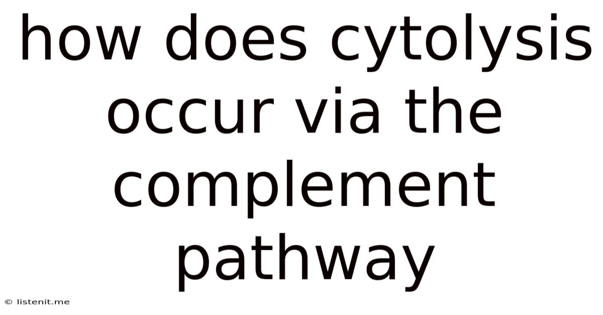 How Does Cytolysis Occur Via The Complement Pathway