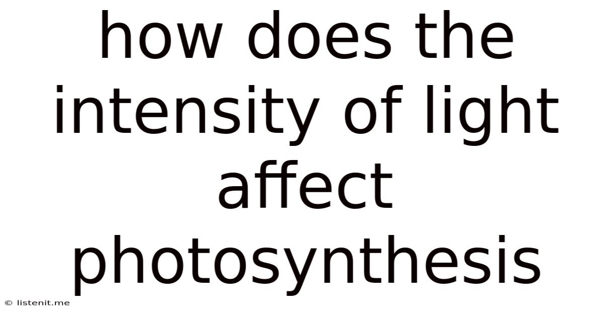 How Does The Intensity Of Light Affect Photosynthesis