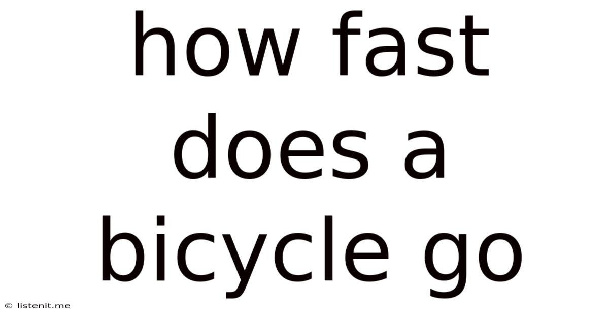 How Fast Does A Bicycle Go