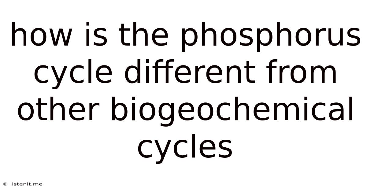 How Is The Phosphorus Cycle Different From Other Biogeochemical Cycles