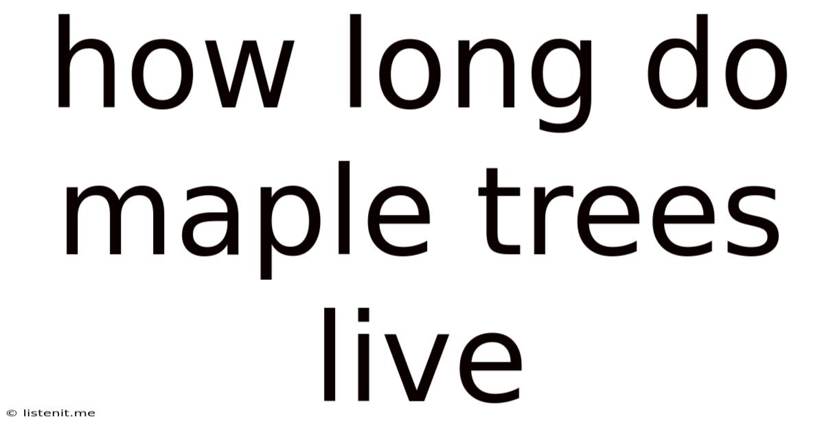 How Long Do Maple Trees Live