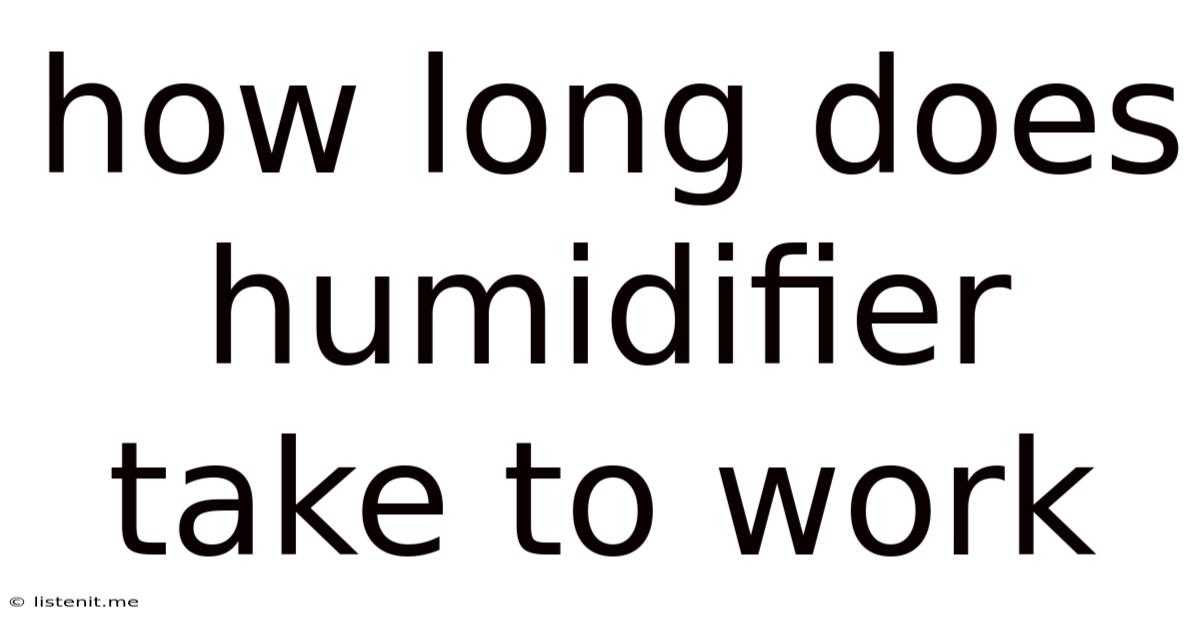How Long Does Humidifier Take To Work