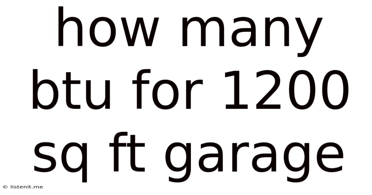 How Many Btu For 1200 Sq Ft Garage