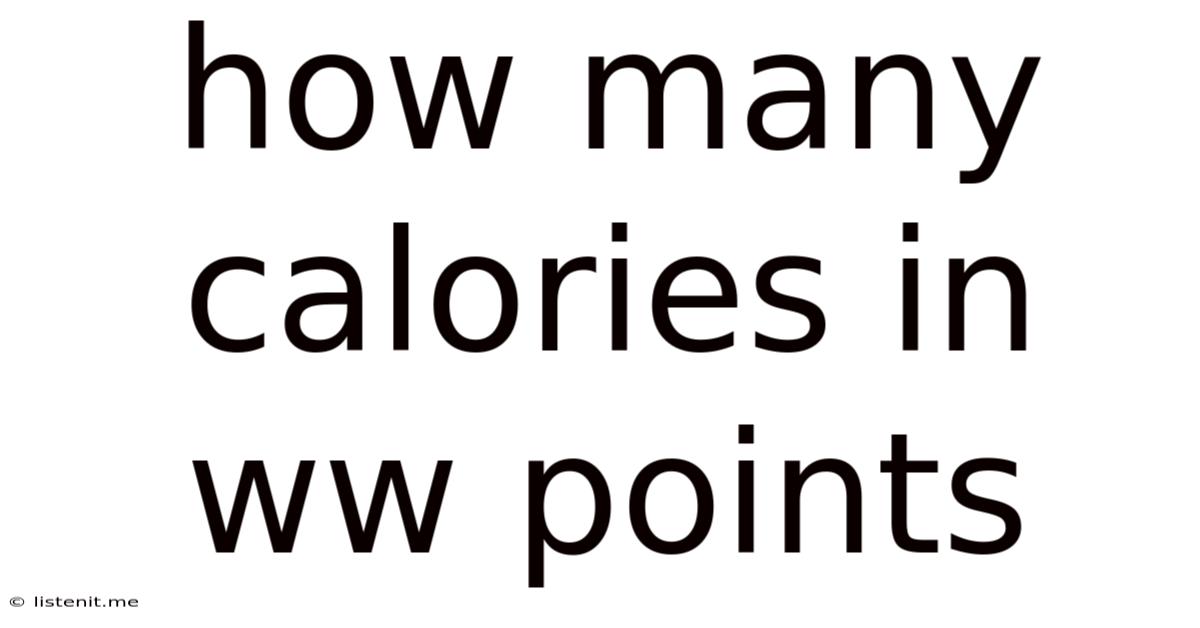 How Many Calories In Ww Points