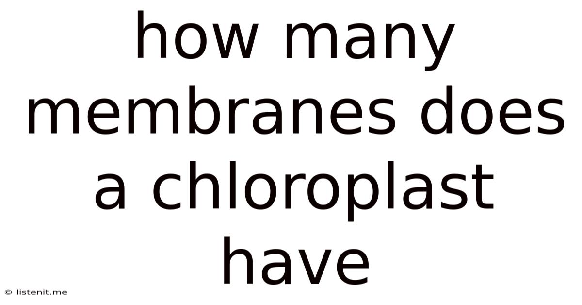 How Many Membranes Does A Chloroplast Have