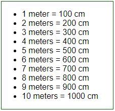 How Many Meters In 100 Cm