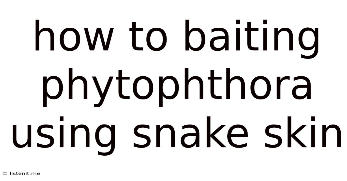 How To Baiting Phytophthora Using Snake Skin