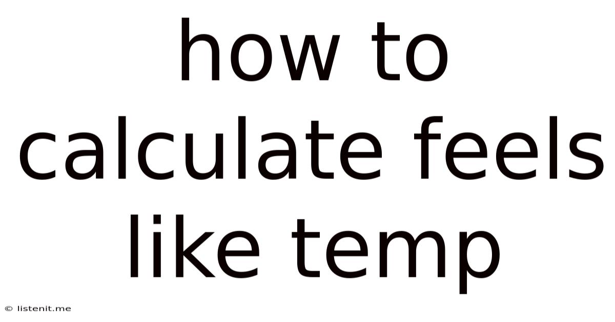 How To Calculate Feels Like Temp