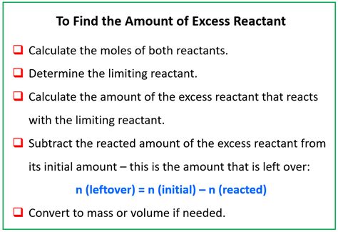 How To Calculate The Mass Of Excess Reactant