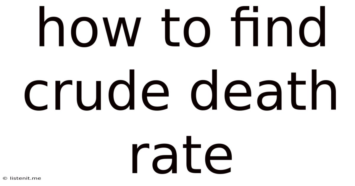 How To Find Crude Death Rate