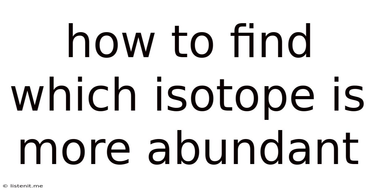 How To Find Which Isotope Is More Abundant