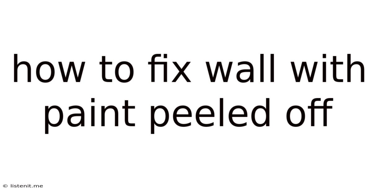How To Fix Wall With Paint Peeled Off