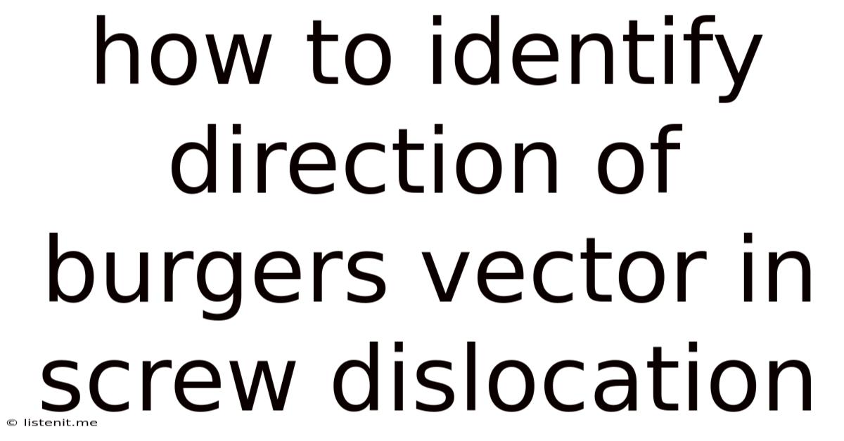 How To Identify Direction Of Burgers Vector In Screw Dislocation