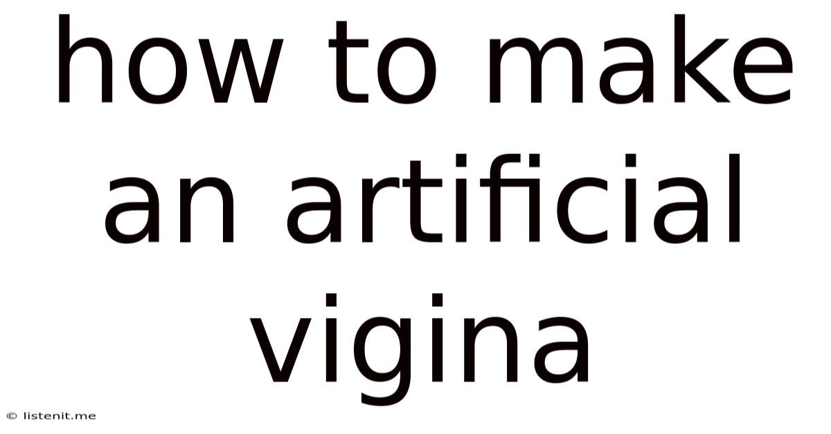 How To Make An Artificial Vigina