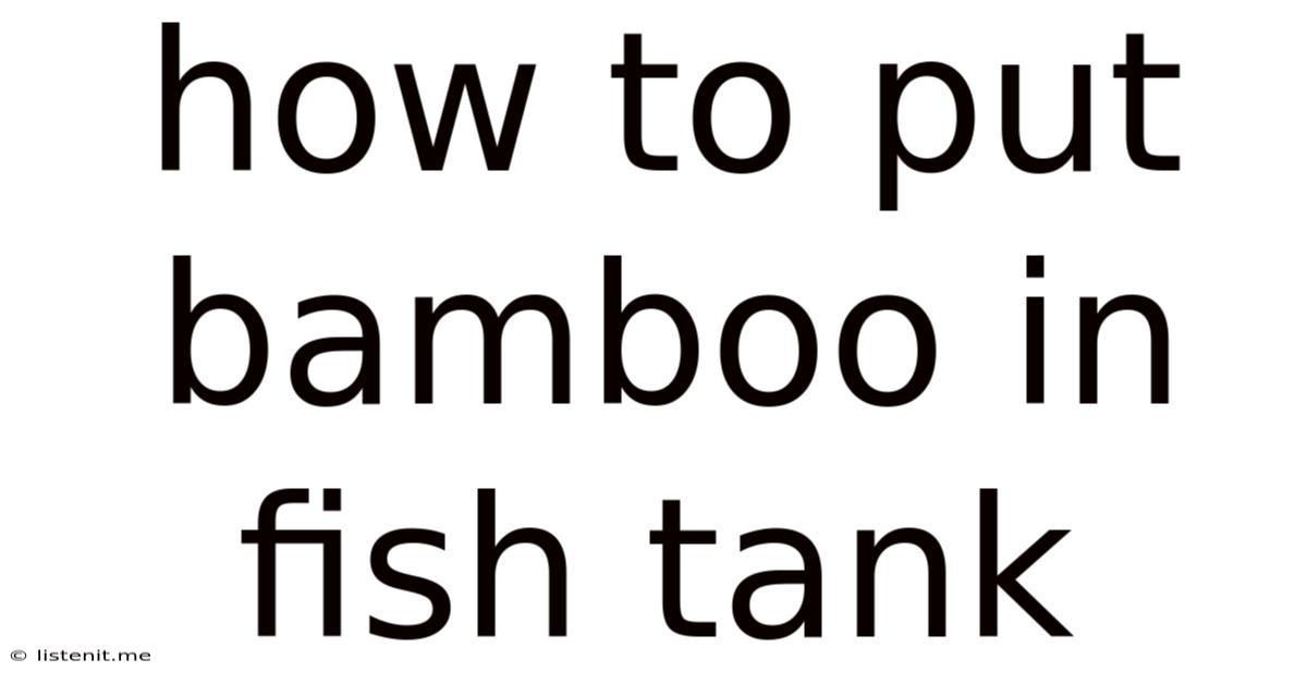 How To Put Bamboo In Fish Tank
