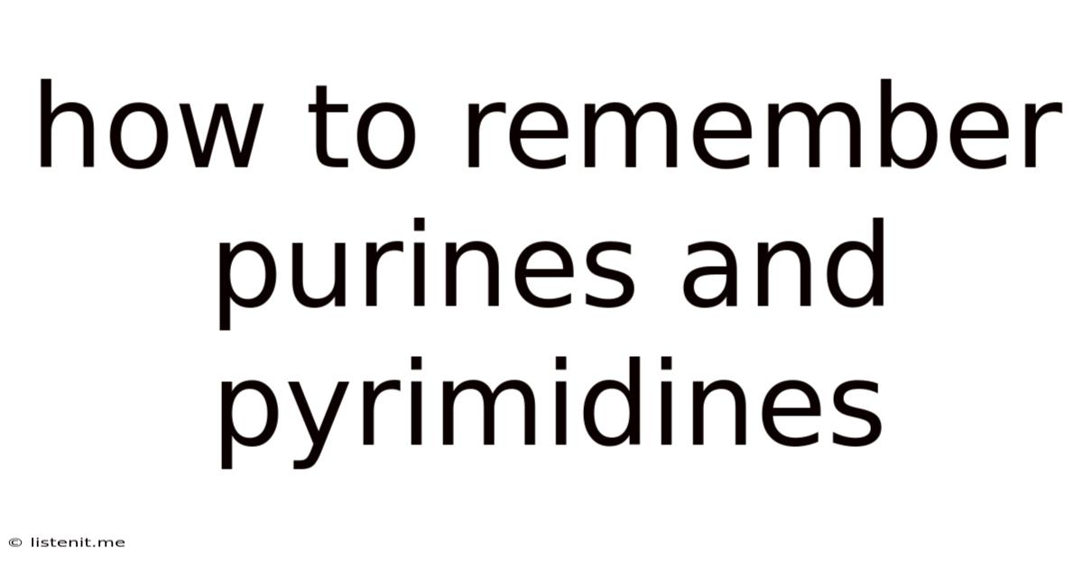 How To Remember Purines And Pyrimidines