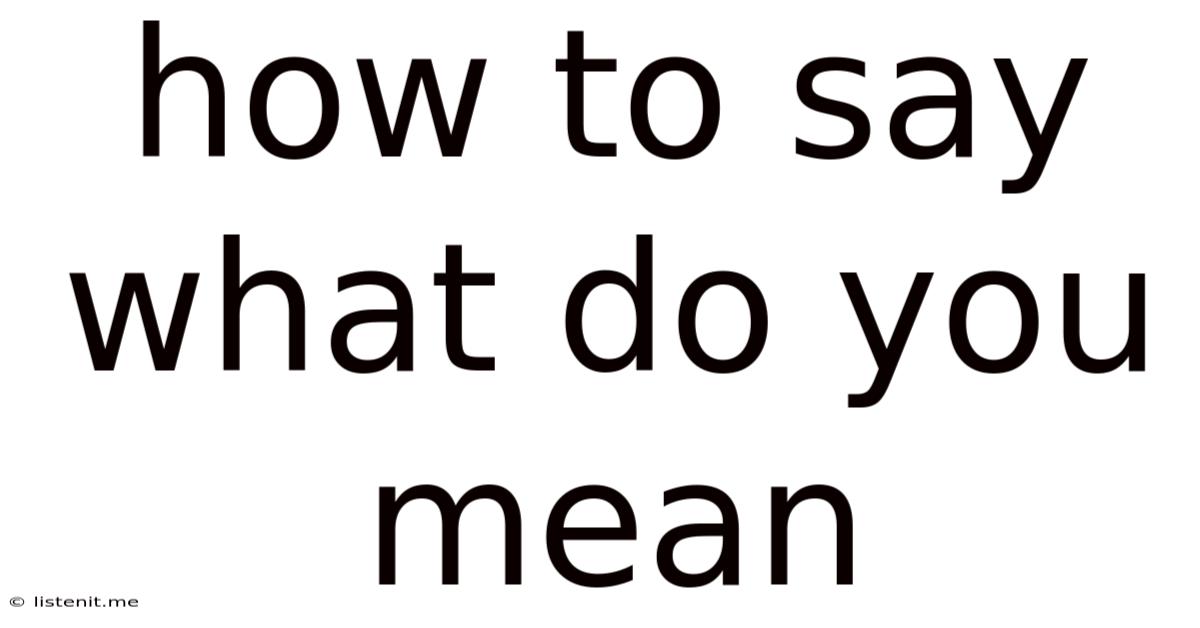 How To Say What Do You Mean