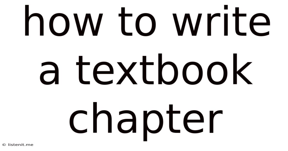 How To Write A Textbook Chapter