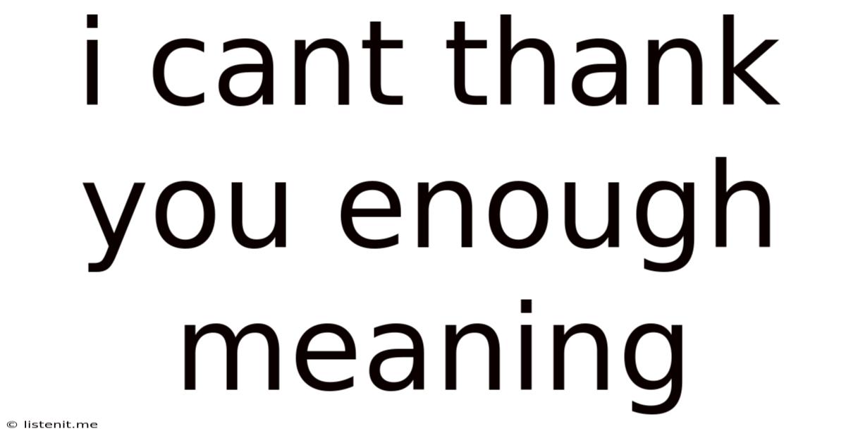 I Cant Thank You Enough Meaning