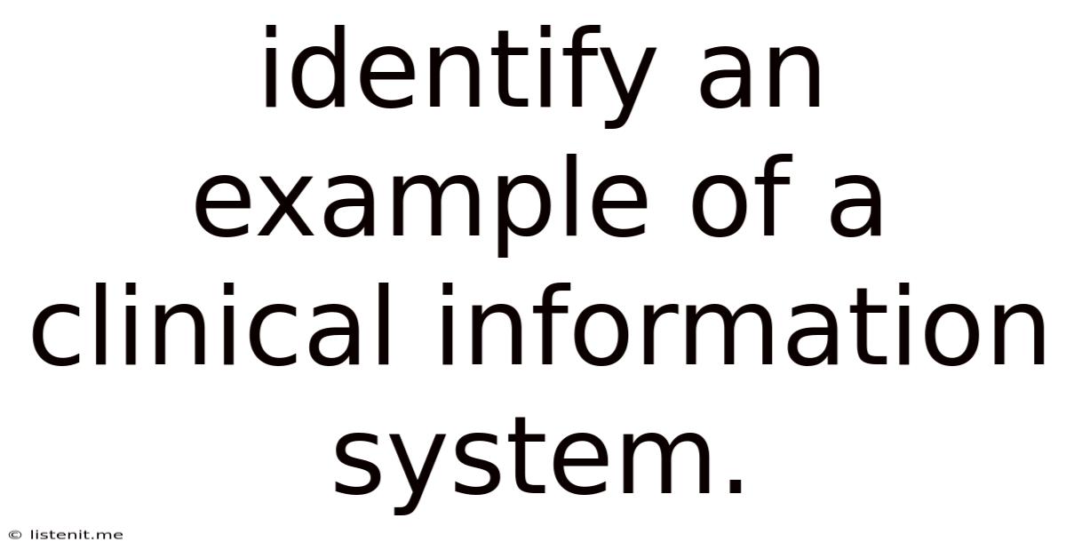 Identify An Example Of A Clinical Information System.