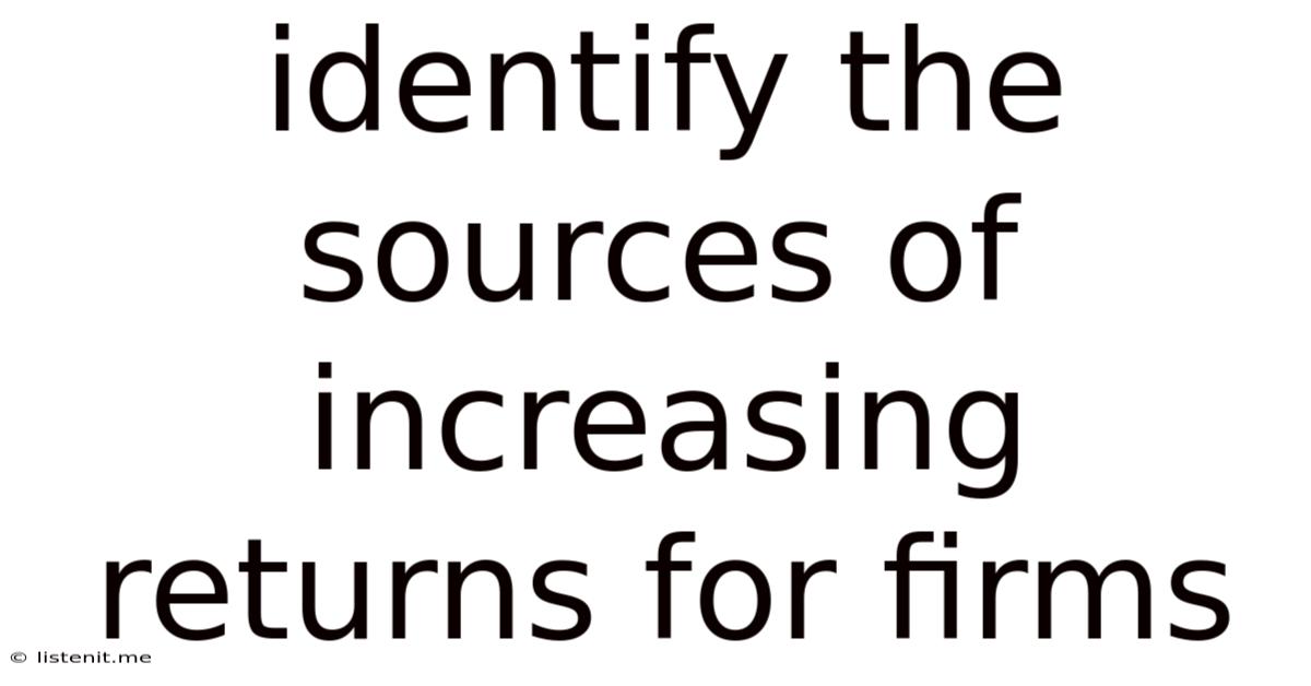 Identify The Sources Of Increasing Returns For Firms