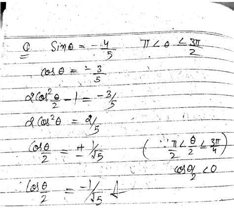 If Sin Theta Is 4/5 What Is Cos Theta