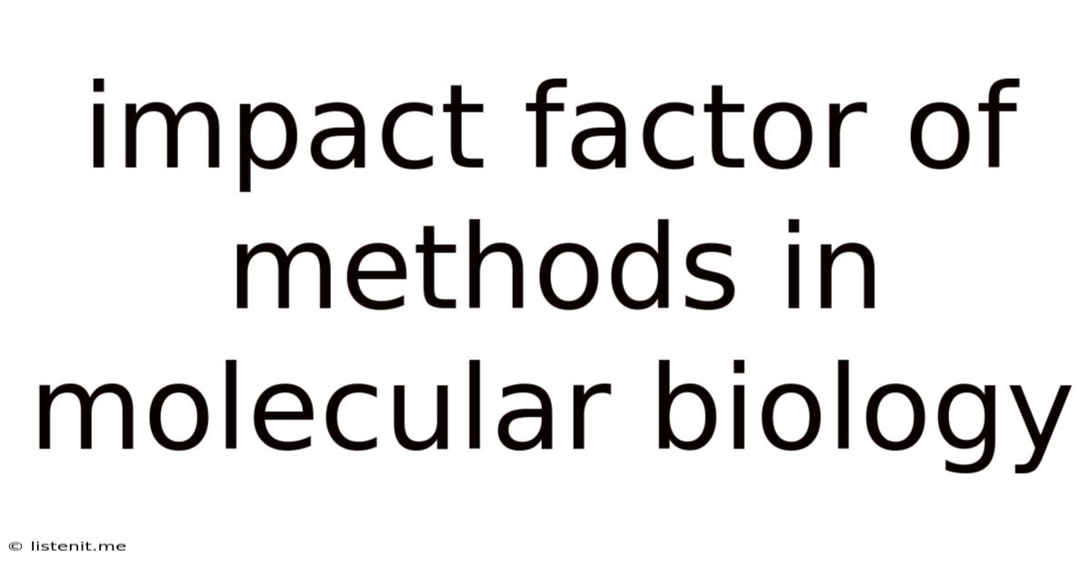 Impact Factor Of Methods In Molecular Biology