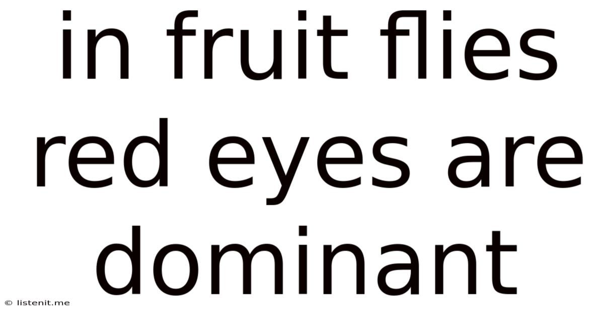 In Fruit Flies Red Eyes Are Dominant