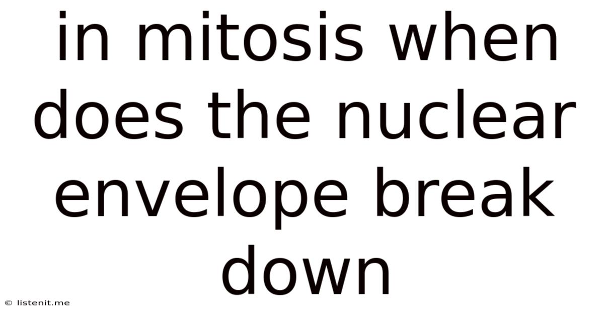 In Mitosis When Does The Nuclear Envelope Break Down