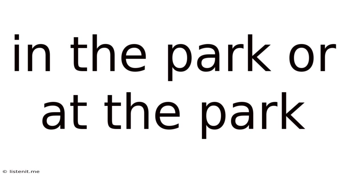 In The Park Or At The Park