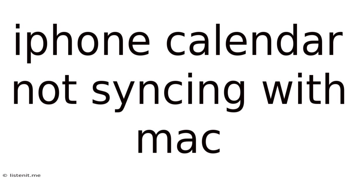 Iphone Calendar Not Syncing With Mac