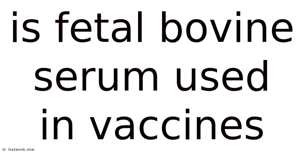 Is Fetal Bovine Serum Used In Vaccines