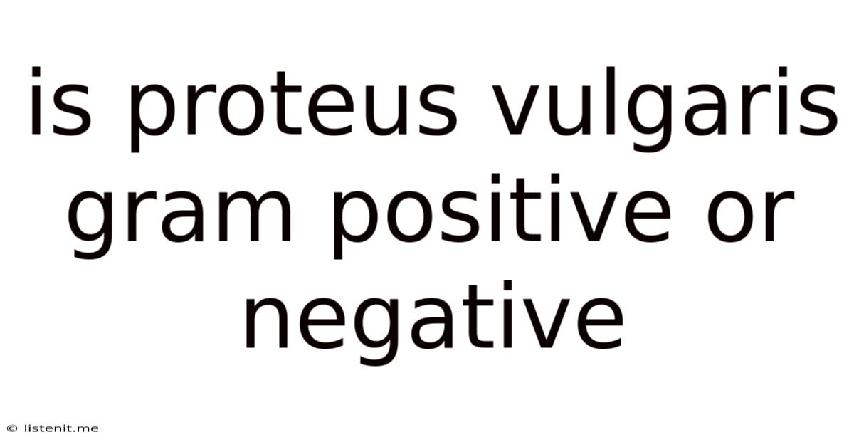 Is Proteus Vulgaris Gram Positive Or Negative