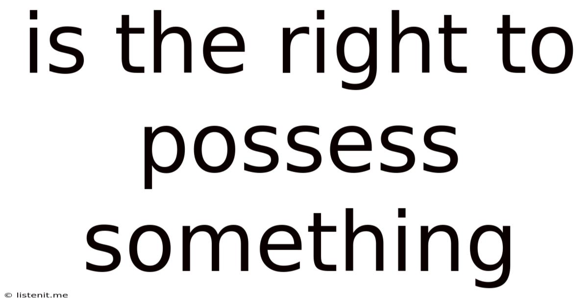 Is The Right To Possess Something