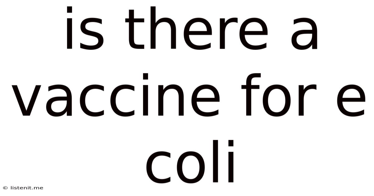 Is There A Vaccine For E Coli