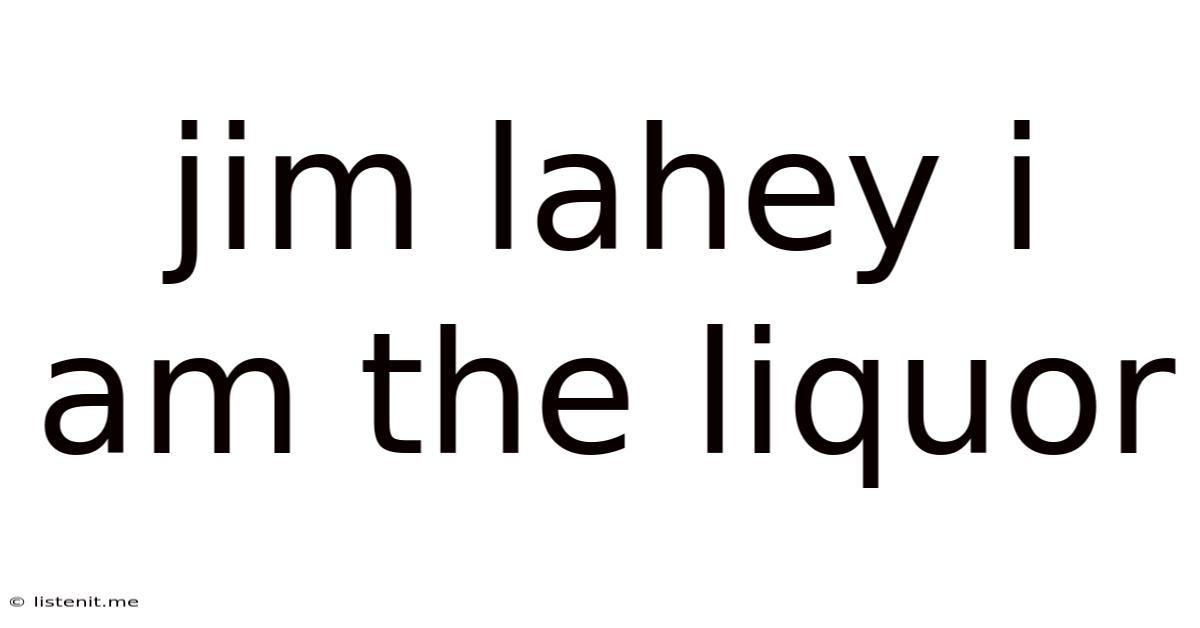 Jim Lahey I Am The Liquor