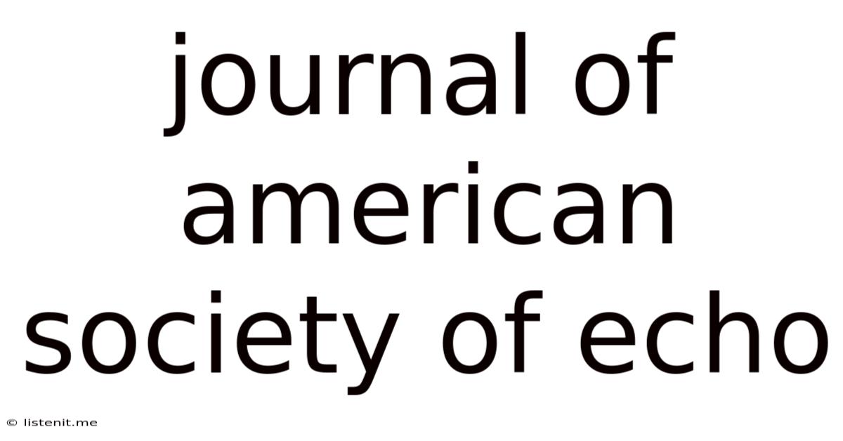 Journal Of American Society Of Echo