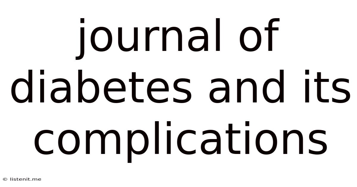 Journal Of Diabetes And Its Complications
