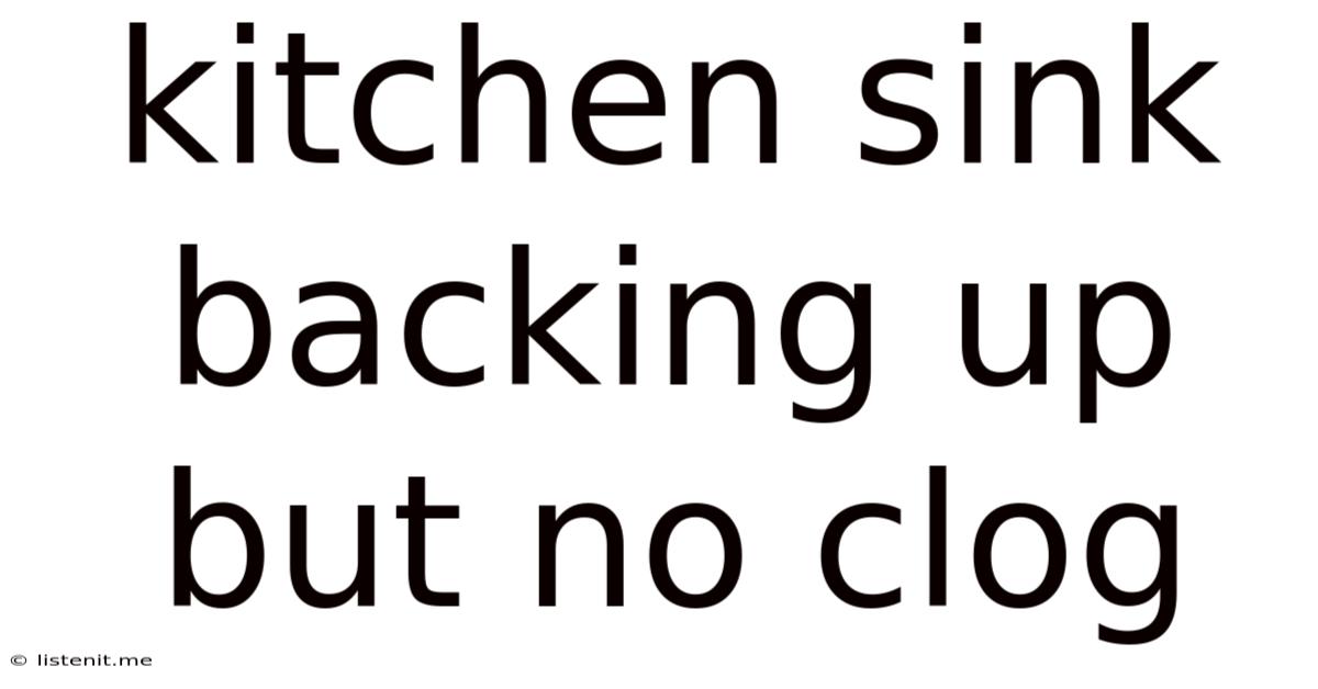Kitchen Sink Backing Up But No Clog