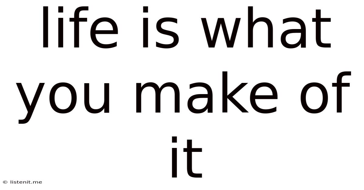 Life Is What You Make Of It