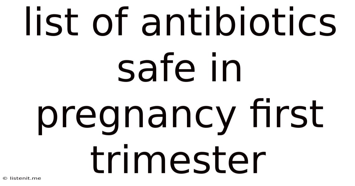 List Of Antibiotics Safe In Pregnancy First Trimester