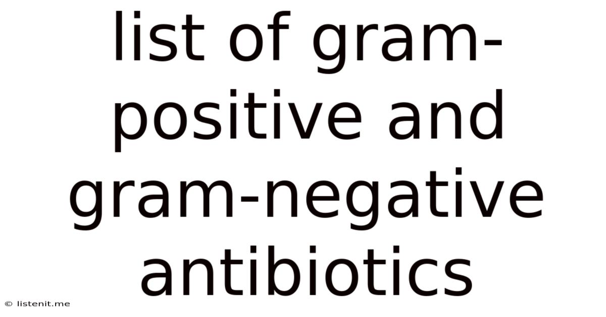 List Of Gram-positive And Gram-negative Antibiotics