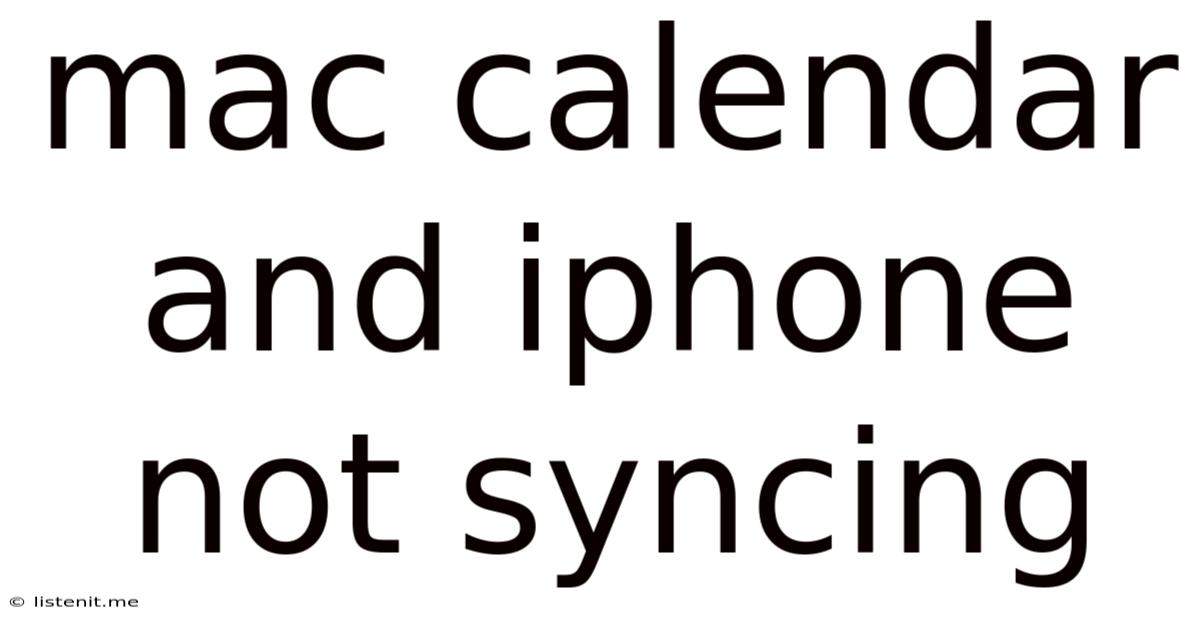 Mac Calendar And Iphone Not Syncing