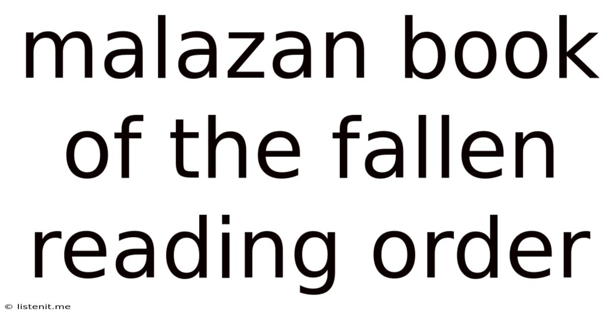 Malazan Book Of The Fallen Reading Order