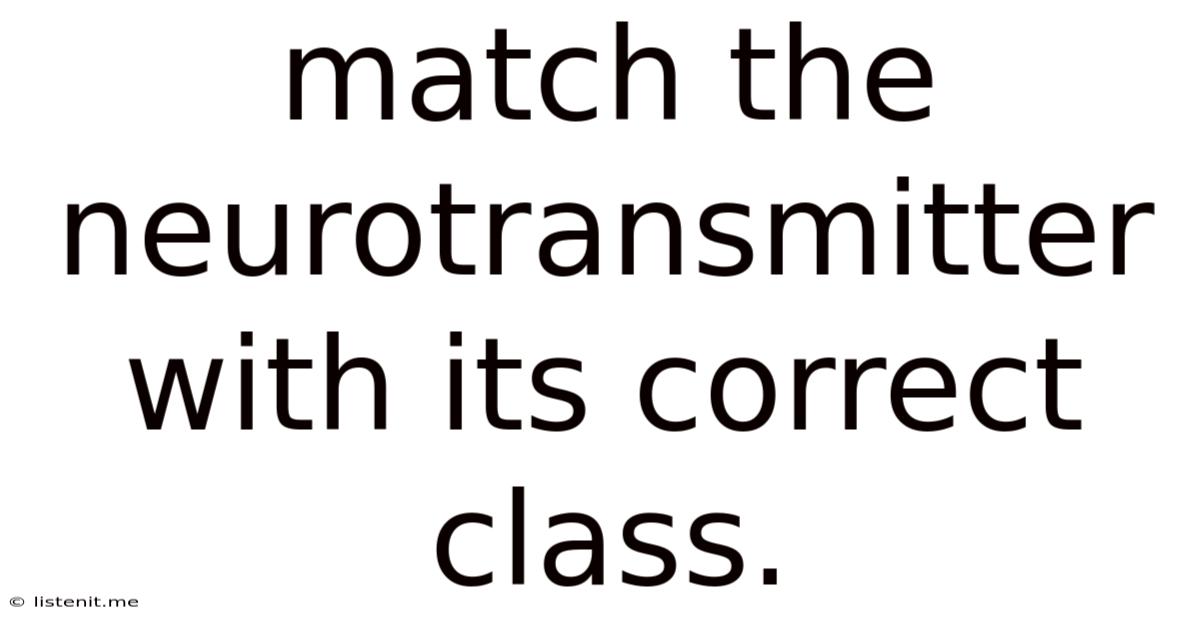 Match The Neurotransmitter With Its Correct Class.