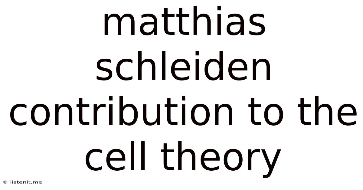 Matthias Schleiden Contribution To The Cell Theory